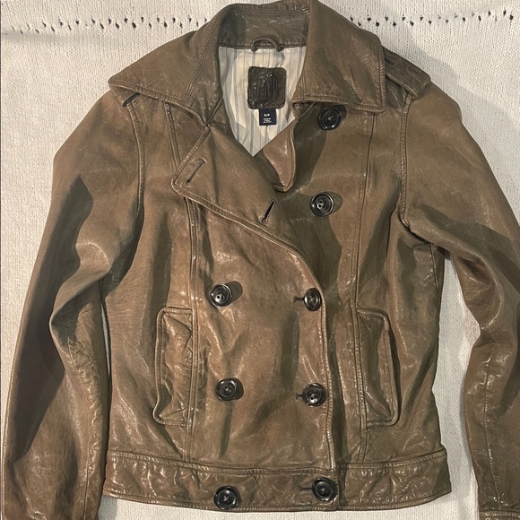 GAP genuine Leather Double-Breasted Jacket size small women button up - Picture 2 of 8